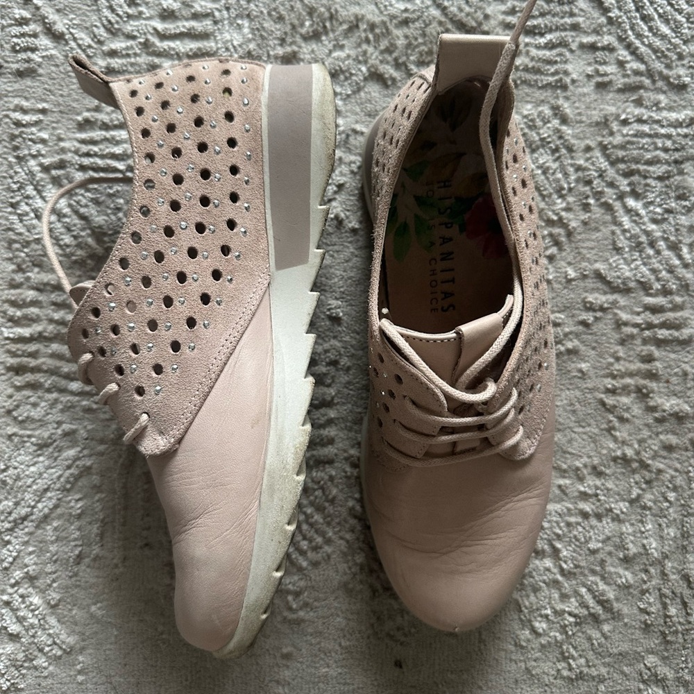 Hispanitas Women's Pink Leather Shoes